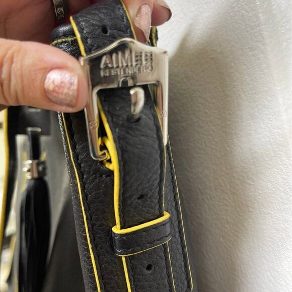 Aimee Kestenberg black and yellow tote purse - Picture 5 of 11